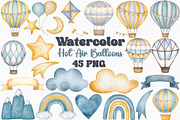 Watercolor Hot Air Balloon Clipart, a Transportation Illustration by CropUp Creative (Thumbnail 1 of 4)