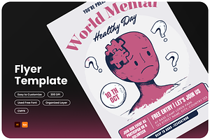 World Mental Healthy Day Flyer, a Flyer Template by Annora Studio