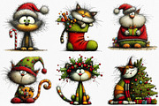 Watercolor Christmas Cats Clipart, an Illustration by Canvas Craft (Thumbnail 4 of 7)