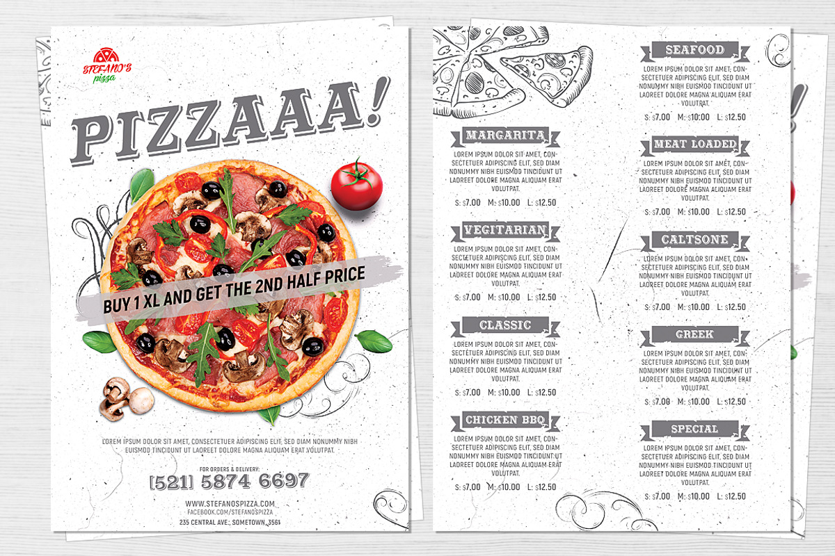 Pizza Flyer Menu Template, a Flyer Template by Hotpin (Photo 1 of 3)