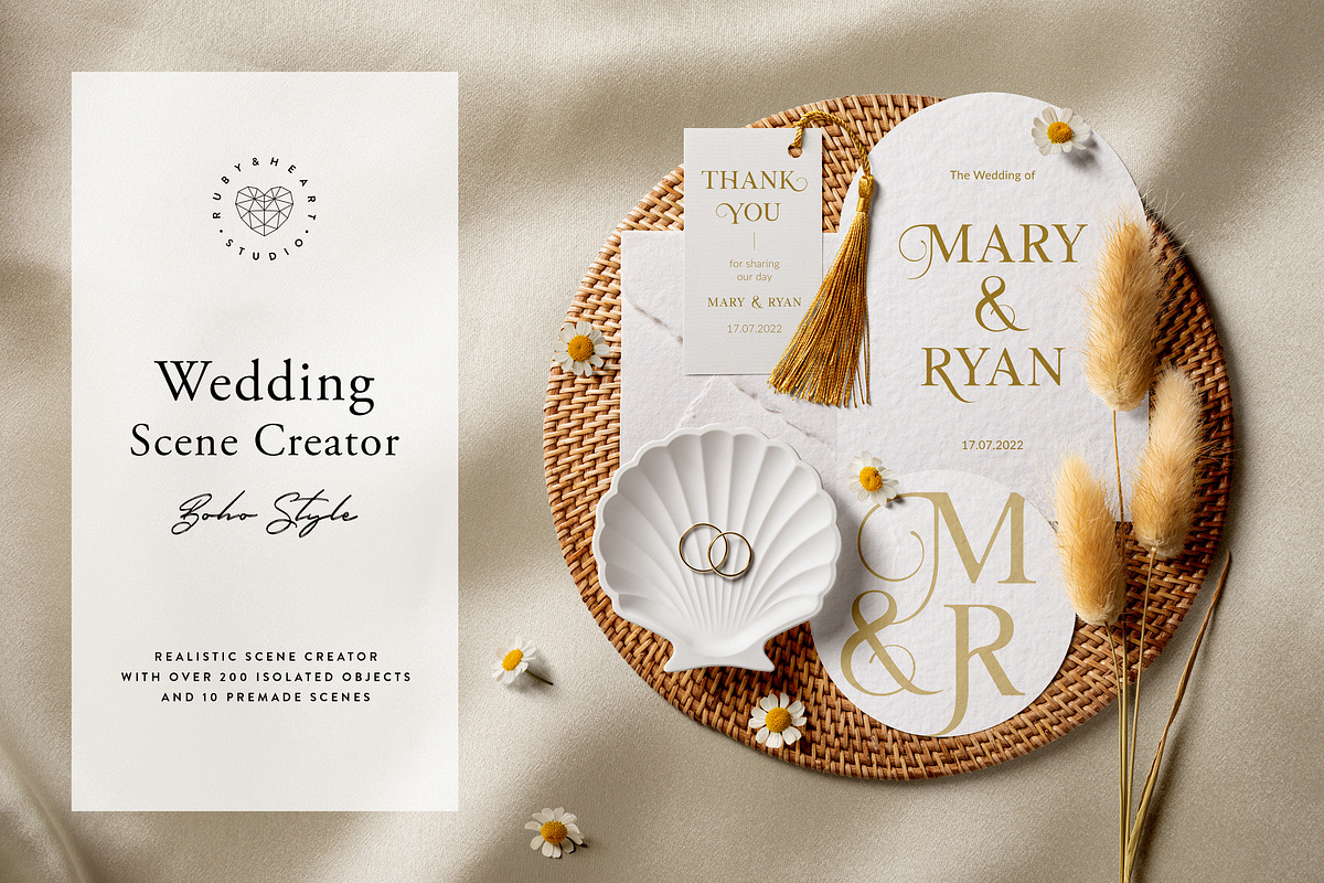 NEW Wedding Moodboard Scene Creator, a Product Mockup by Ruby&Heart Collective (Photo 1 of 18)