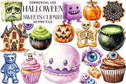 Watercolor Halloween Sweets Clipart, an Illustration by Daily.Designs (Thumbnail 1 of 3)