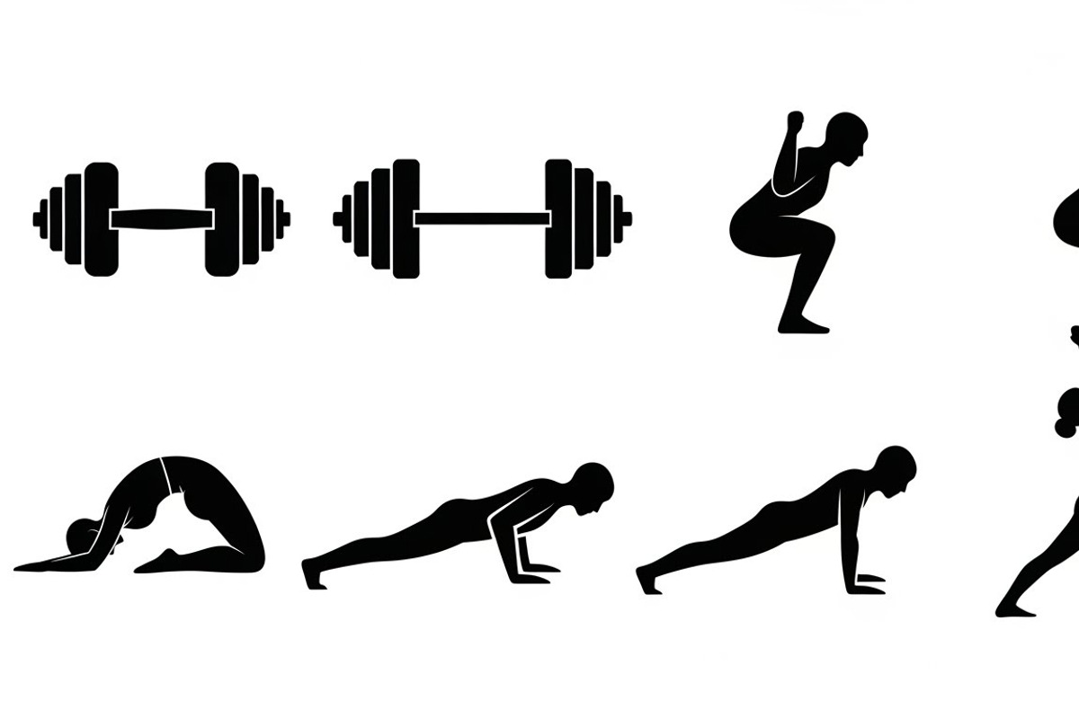 Fitness Workout Silhouette Icon Set, an Illustration by musafir_fashion (Photo 42 of 51)