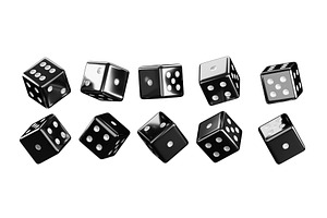 Black Dice Isolated 3d Render Icons