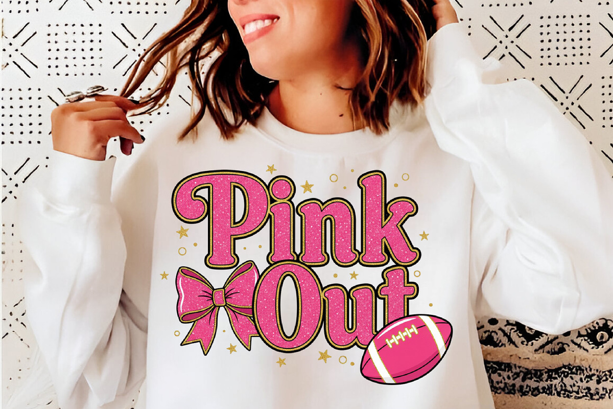 Preppy Pink out Football Bow Png, an Illustration by SinaCreation (Photo 3 of 7)