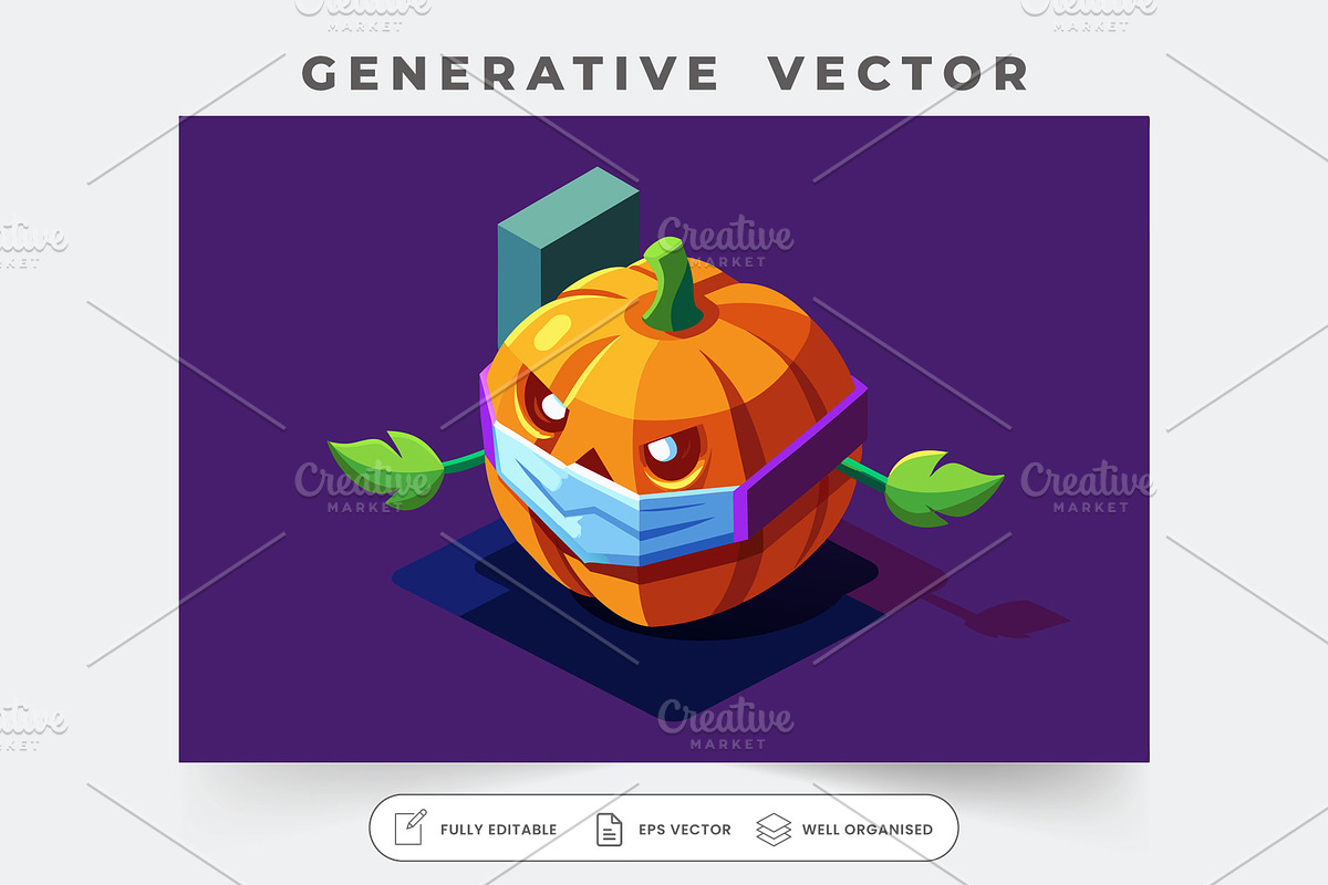 A playful pumpkin with a mask embodi, a Graphic by Iftikhar Alam