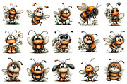 Whimsical Spring Bee Clipart, an Illustration by OK Design (Thumbnail 3 of 6)