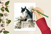 Horse Clipart, Horse Illustration Se, an Illustration by DreamCafeArt (Thumbnail 4 of 6)
