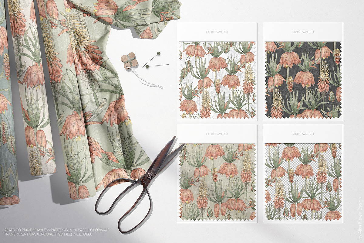 Exotic Flowers Patterns&Motifs, a Pattern Graphic by Alisa Fimen Design (Photo 6 of 10)