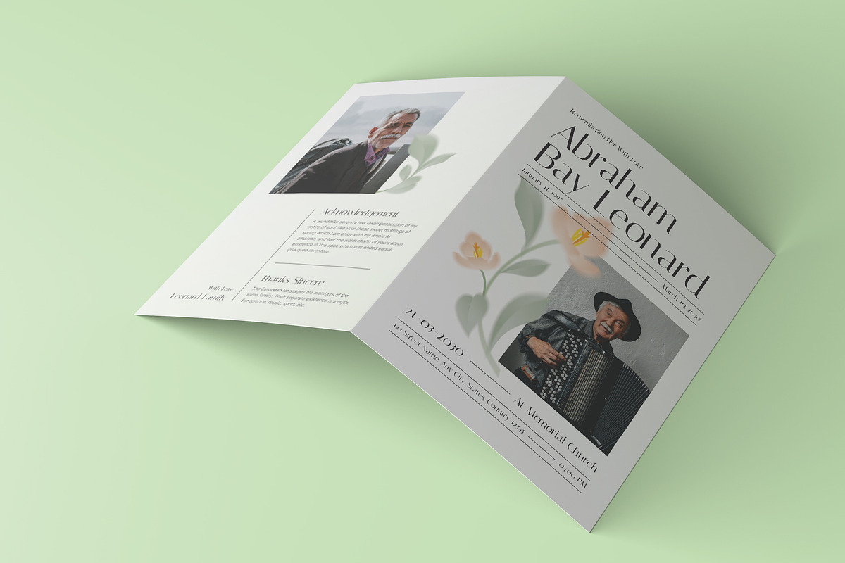 Simple Floral Funeral Program, a Brochure Template by Neermana (Photo 3 of 4)