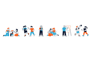 Isolated set of happy children, an Object Illustration by vectorpointstudio