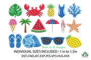 Summer Beach Icons Embroidery Design, an Icon by Craft Nest (Thumbnail 1 of 6)
