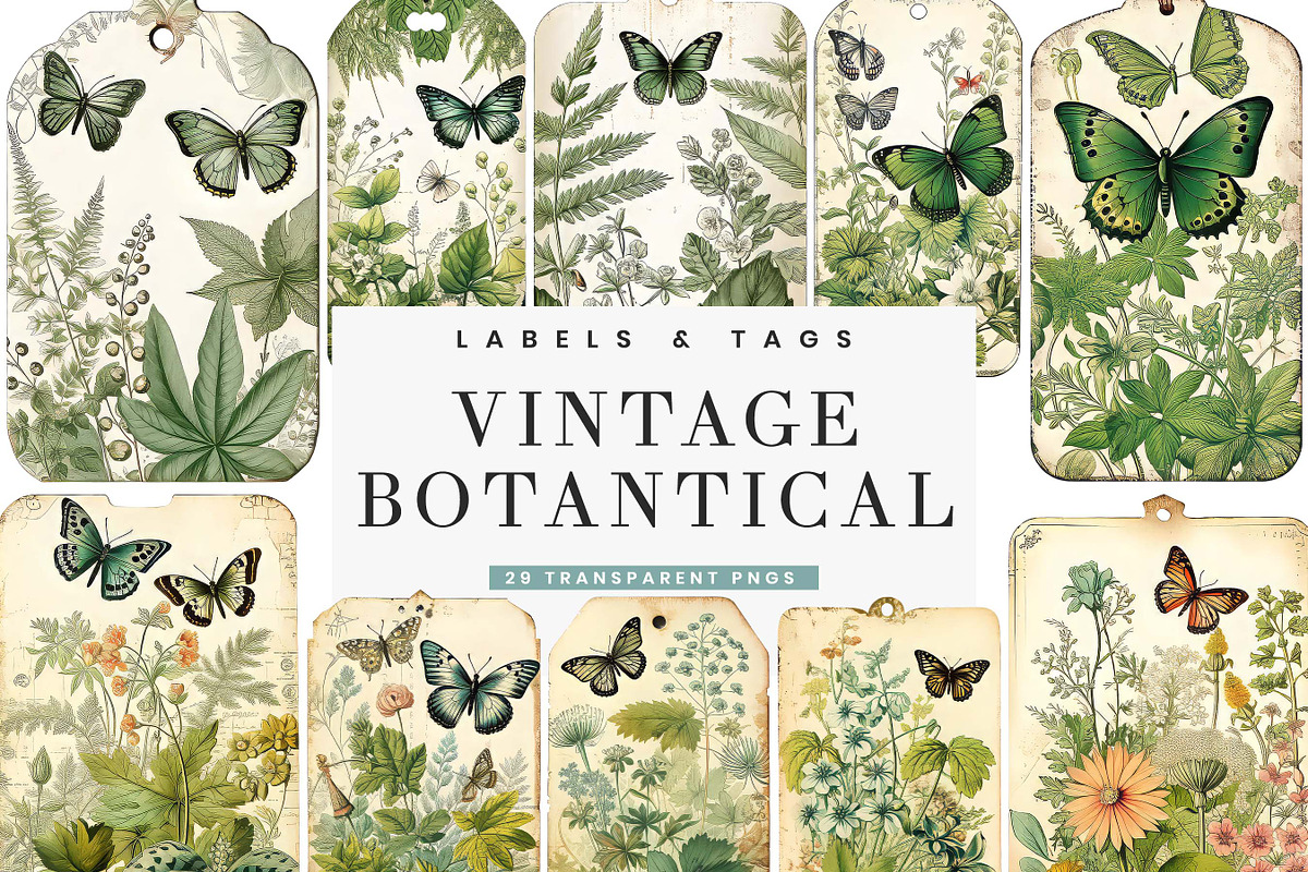 Vintage Botanical Digital Paper, a Background Graphic by BusyDaydesign (Photo 1 of 8)
