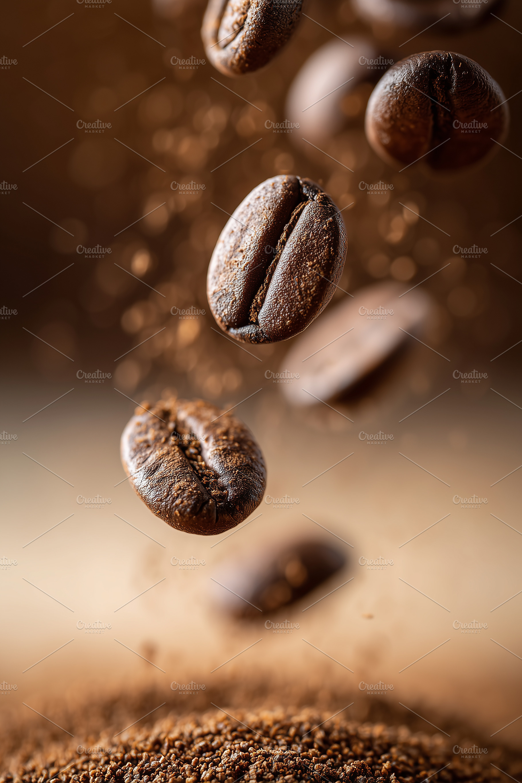 Coffee beans captured mid-air as the, a Food & Drink Photo by MistyDay