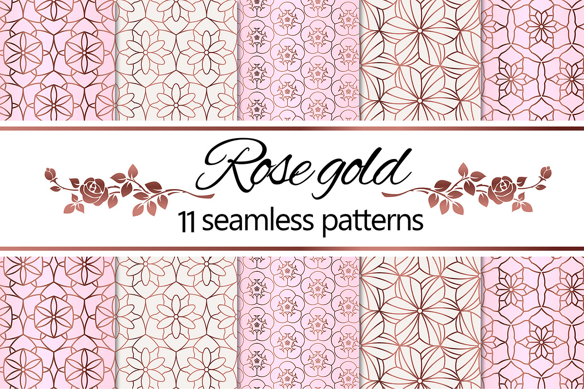 Rose Gold Geometric Floral Patterns, a Pattern Graphic by Artspace (Photo 1 of 4)