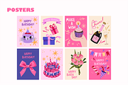 HAPPY BIRTHDAY clipart collection, a Decorative Illustration by UnaAnya (Thumbnail 4 of 7)