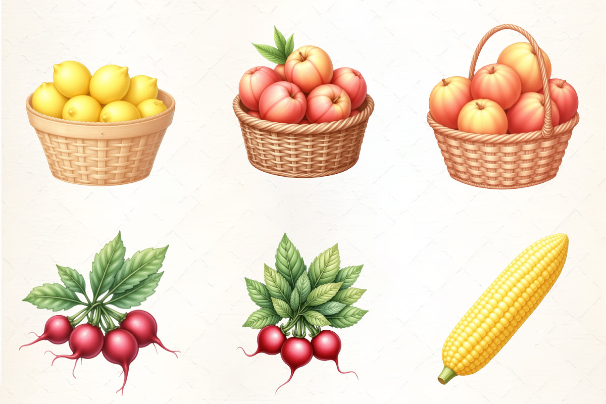 Farmers Market Watercolor Clipart, an Illustration by CrexoraLab (Photo 3 of 5)
