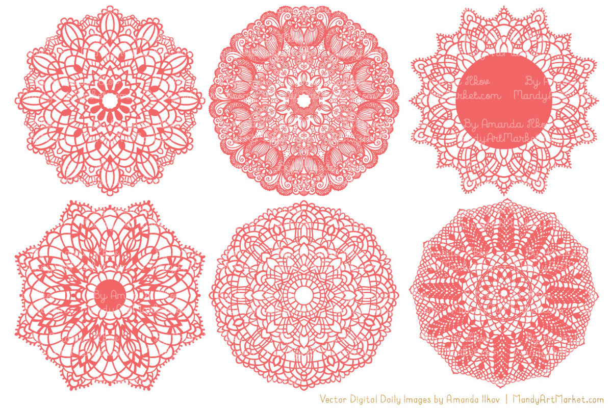 Coral Doily Clipart & Vectors, an Illustration by Amanda Ilkov (Photo 3 of 4)