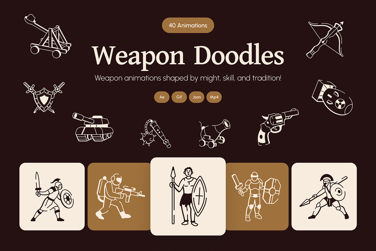 Animated Weapon Drawing Art Set, an Outline Icon by Vectors Market (Photo 1 of 5)
