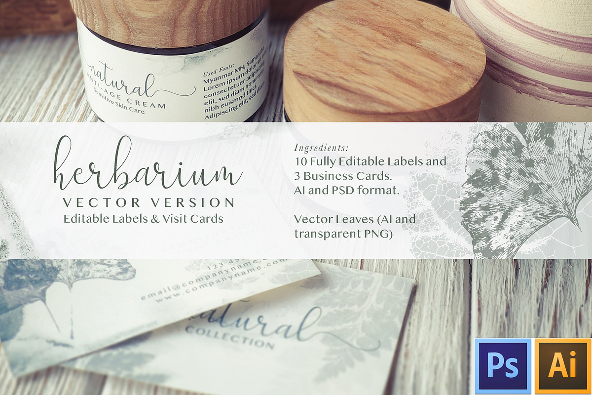 Herbarium: Vector Labels, a Business Card Template by Lumitar (Photo 1 of 8)