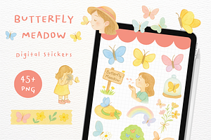 Butterfly Meadow Goodnotes Stickers