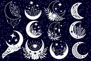 Mystic floral moon set, an Illustration by Veronika Gotovceva (Thumbnail 2 of 9)