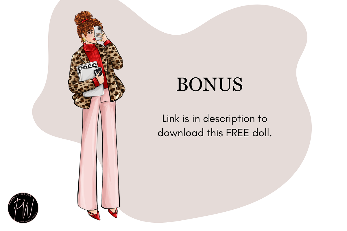 Girl Boss 26 planner clipart png, a Person Illustration by Parinaz Wadia Design (Photo 4 of 8)