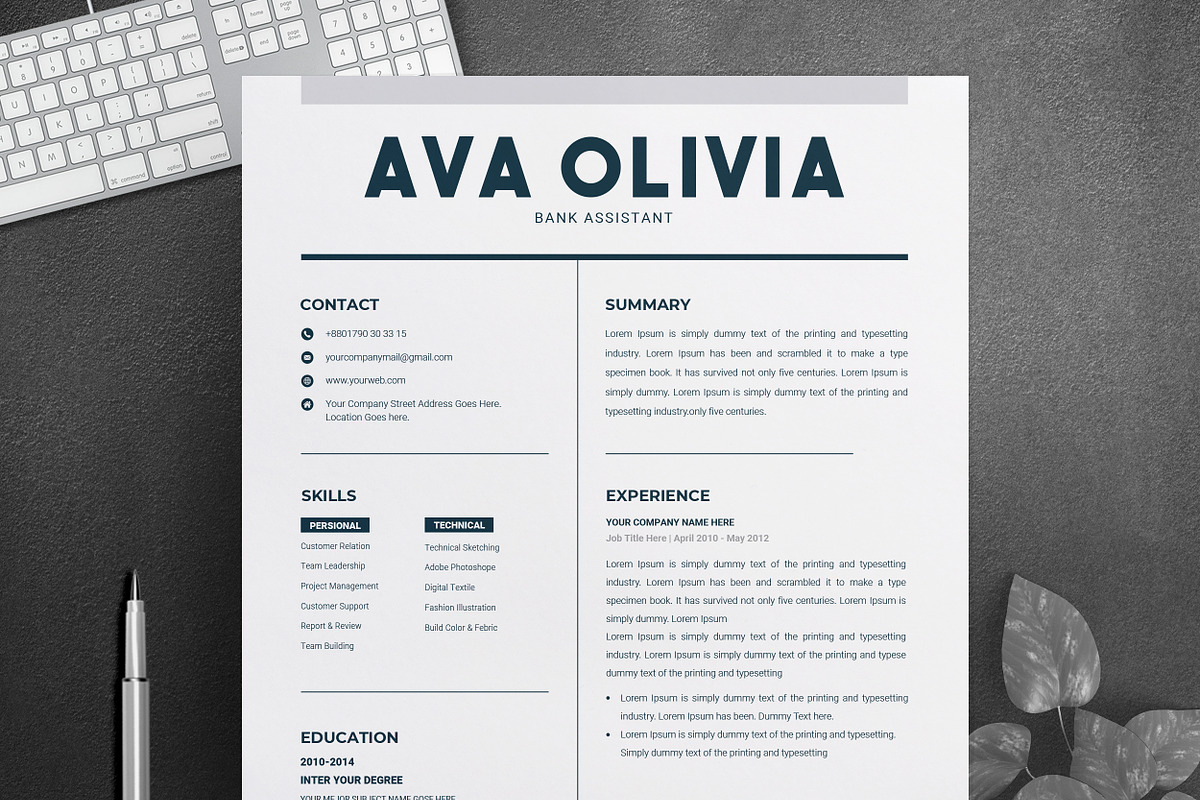 Clean Resume Template MS Word, a Resume Template by ResumeInventor