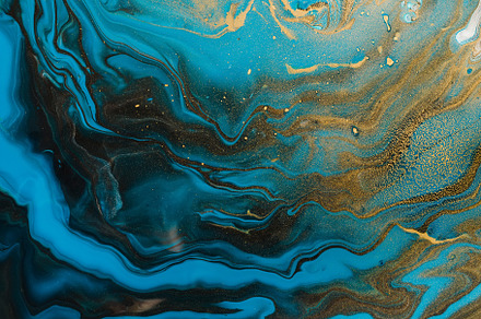 Acrylic fluid art blue aquamarine w featuring marbling, pattern, and fluid, an Abstract Photo by colnihko