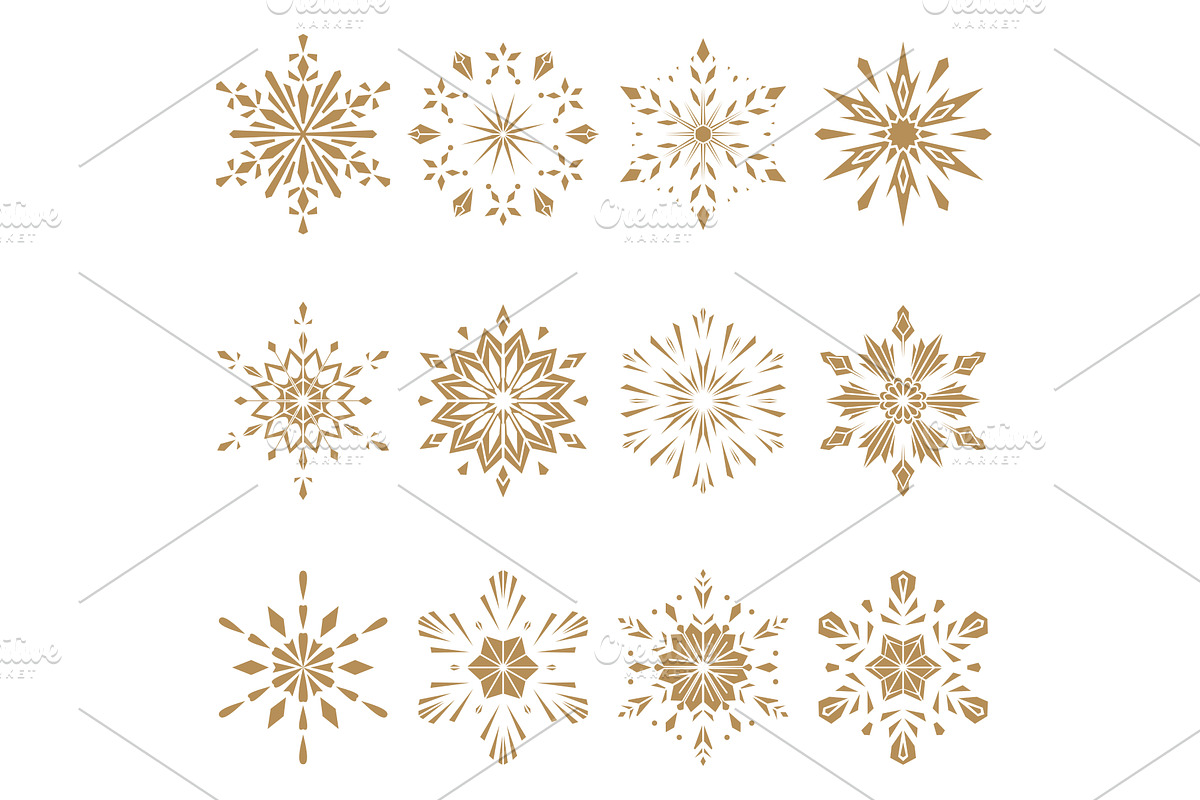 Snowflakes gold icon collection, an Outline Icon by RODINA (Photo 1 of 3)