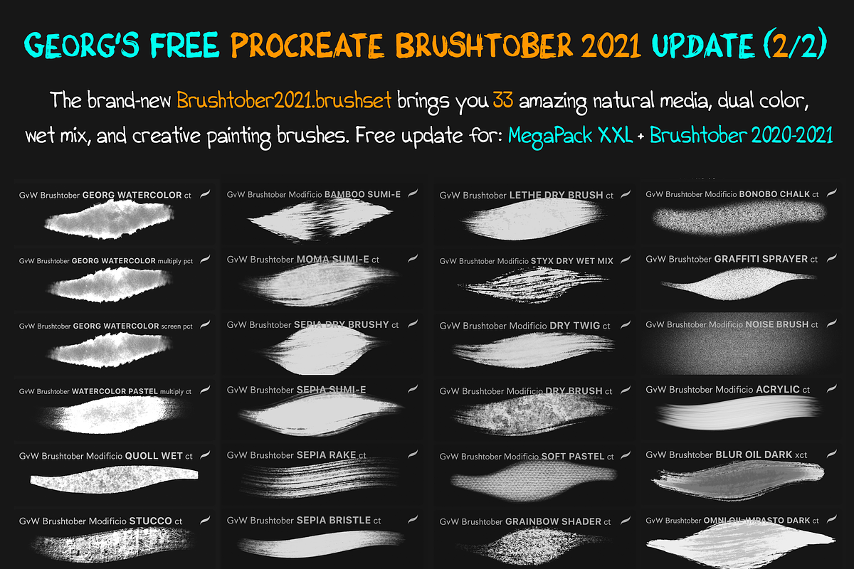 Georg's BrushTober 150+ Brushes Pack, a Brush Add-On by Georg's Procreate Brushes (Photo 2 of 21)