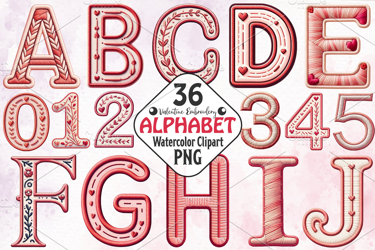 Valentine Embroidery Alphabet png, an Illustration by RobertsArt (Photo 1 of 7)