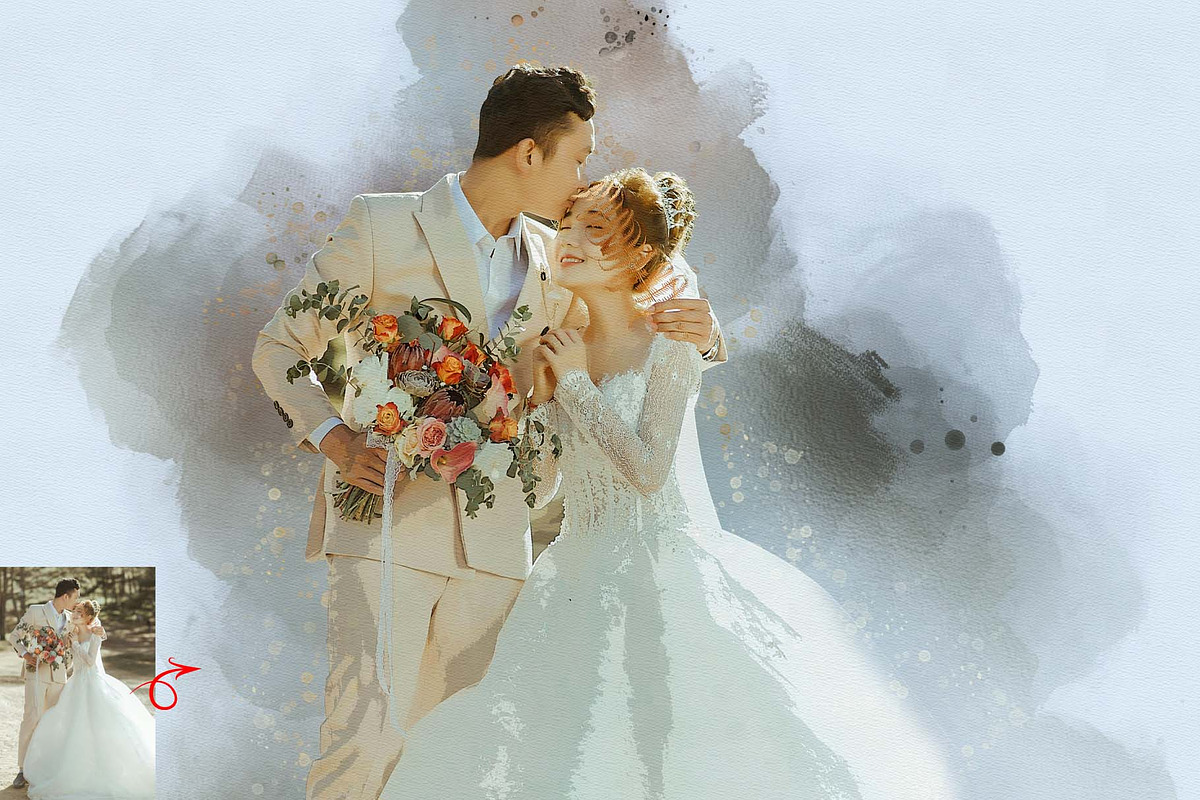 Wedding Watercolor Portrait Action, an Action Add-On by MRI STUDIO (Photo 11 of 12)