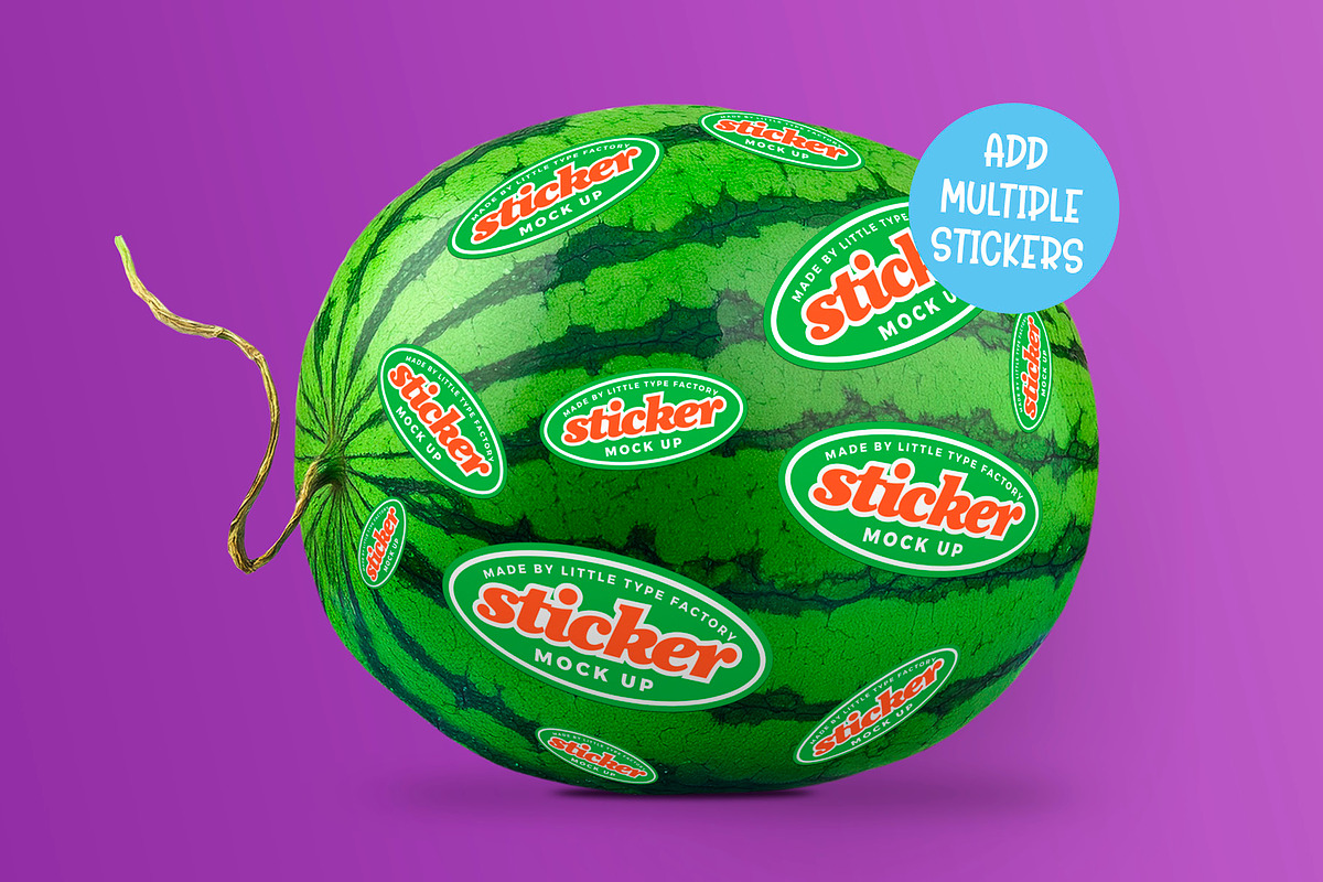 Watermelon Sticker Mockup –Smart PSD, a Household Mockup by Little Type Factory (Photo 4 of 6)