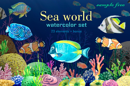 Watercolor tropical fish