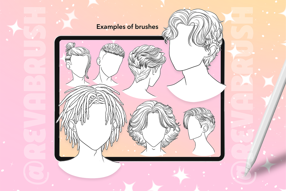 Procreate Anime Hair Manga brushes, a Brush Add-On by Revabrush (Photo 4 of 5)