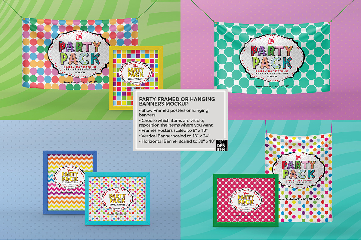 Party Posters and Banners MockUp, a Cups & Container Mockup by INCDesign (Photo 2 of 7)