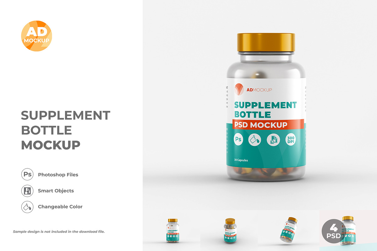 Supplement Bottle Mockup – 04 PSD, a Packaging Mockup by Adstart (Photo 2 of 5)
