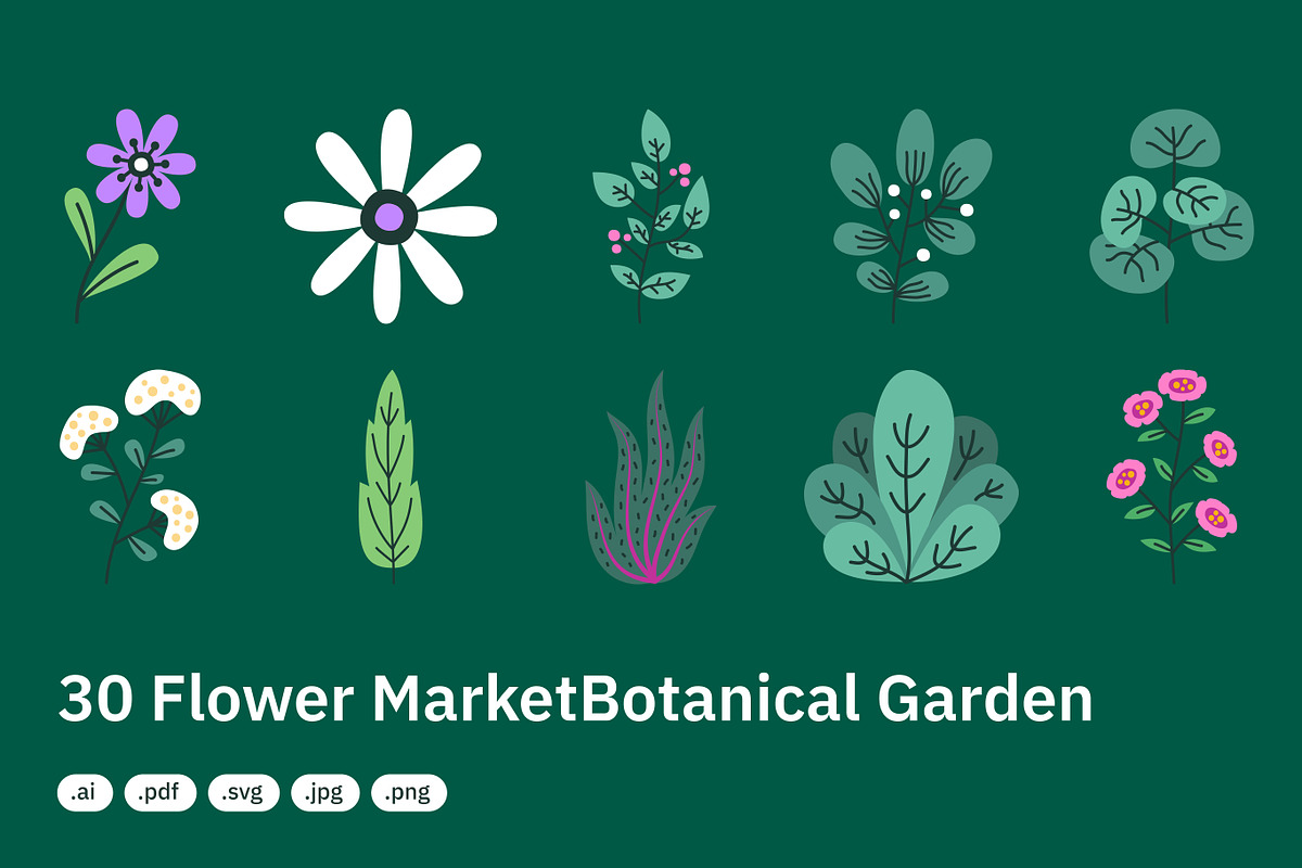 30 Colorful Floral Illustrations, a Decorative Illustration by crafty (Photo 3 of 4)