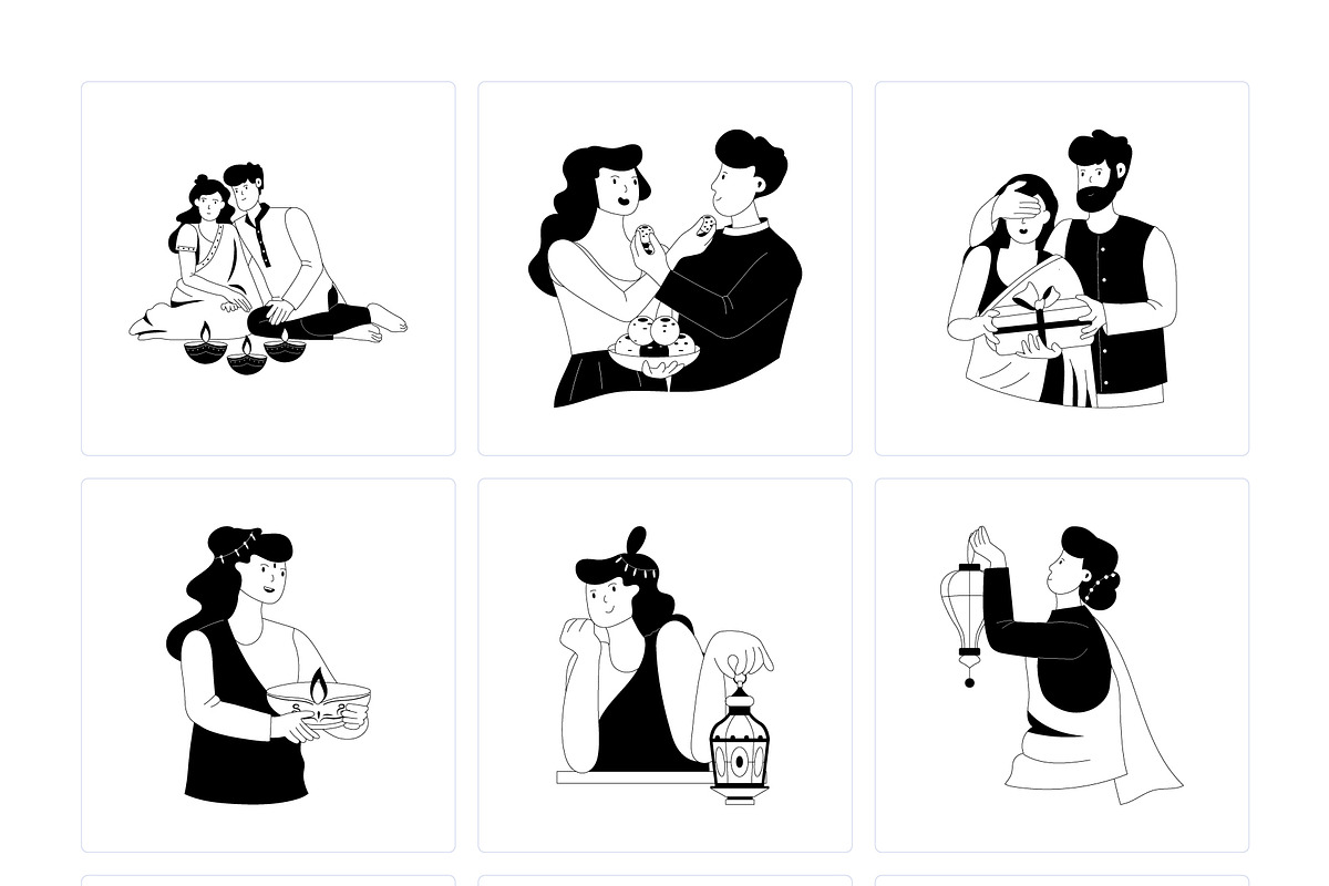 Diwali Illustration Art Set, a Seasonal Illustration by Prosymbols (Photo 7 of 8)