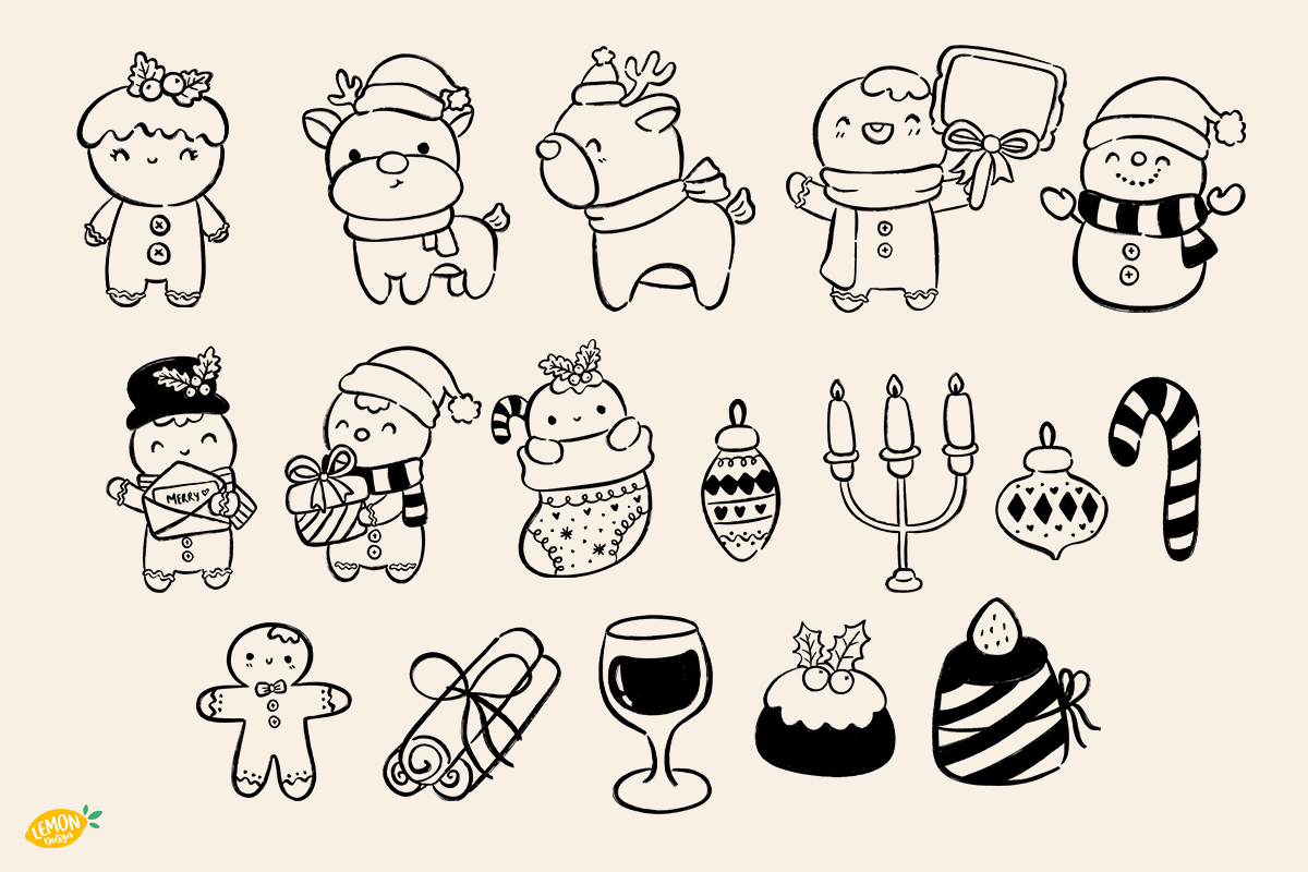 Hand Drawn Christmas PNG Clipart, a Seasonal Illustration by LemonDesign (Photo 2 of 3)