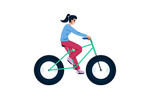 Woman riding fatbike enjoying, a Sport Illustration by pikepicture