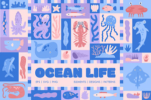 Ocean Life | Graphic Collection, an Animal Illustration by katieromanoff_art