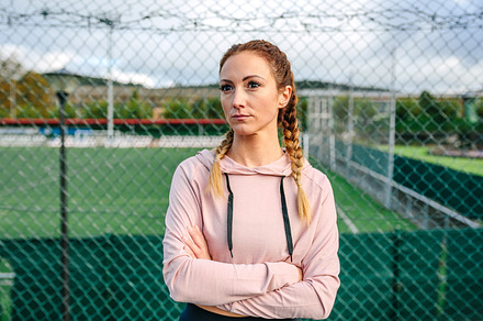 Serious sportswoman with boxer braids posing with crossed arms, a Sports & Recreation Photo by davidpereiras