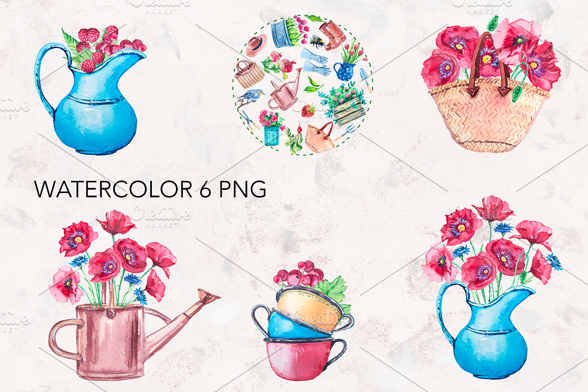 Watercolor Gardening Set, an Illustration by lilisavelieva (Photo 7 of 7)