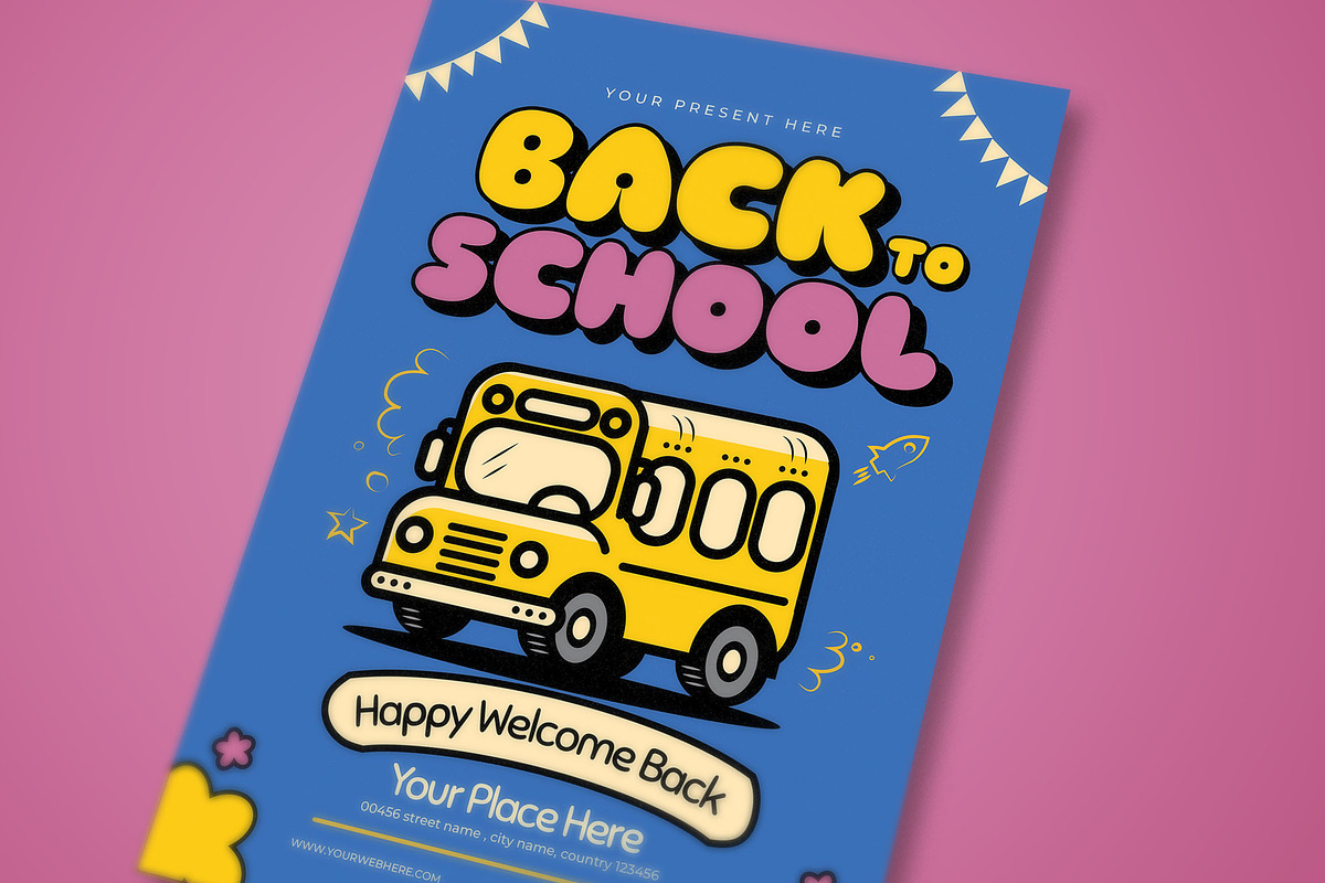 Blue and Yellow Back to School Flyer, a Flyer Template by megarez (Photo 2 of 3)