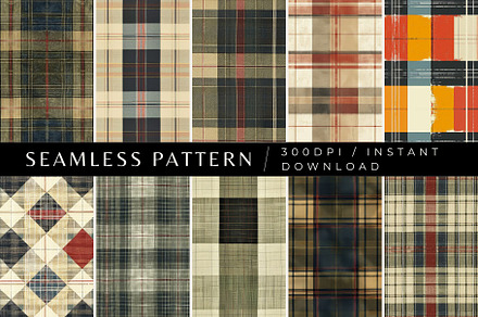 10 Classic Plaid Seamless Patterns, a Pattern Graphic by Inknfolly