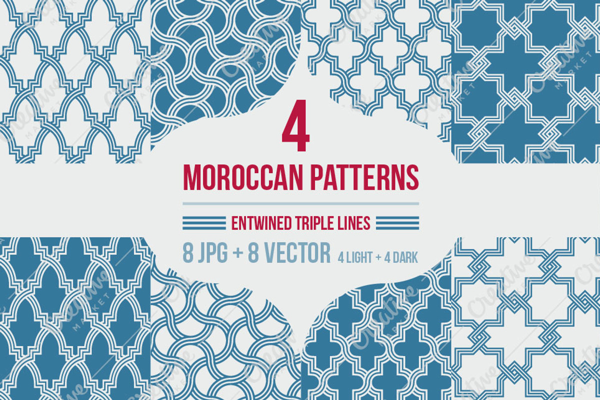 4 MOROCCAN PATTERNS, a Pattern Graphic by Slanapotam