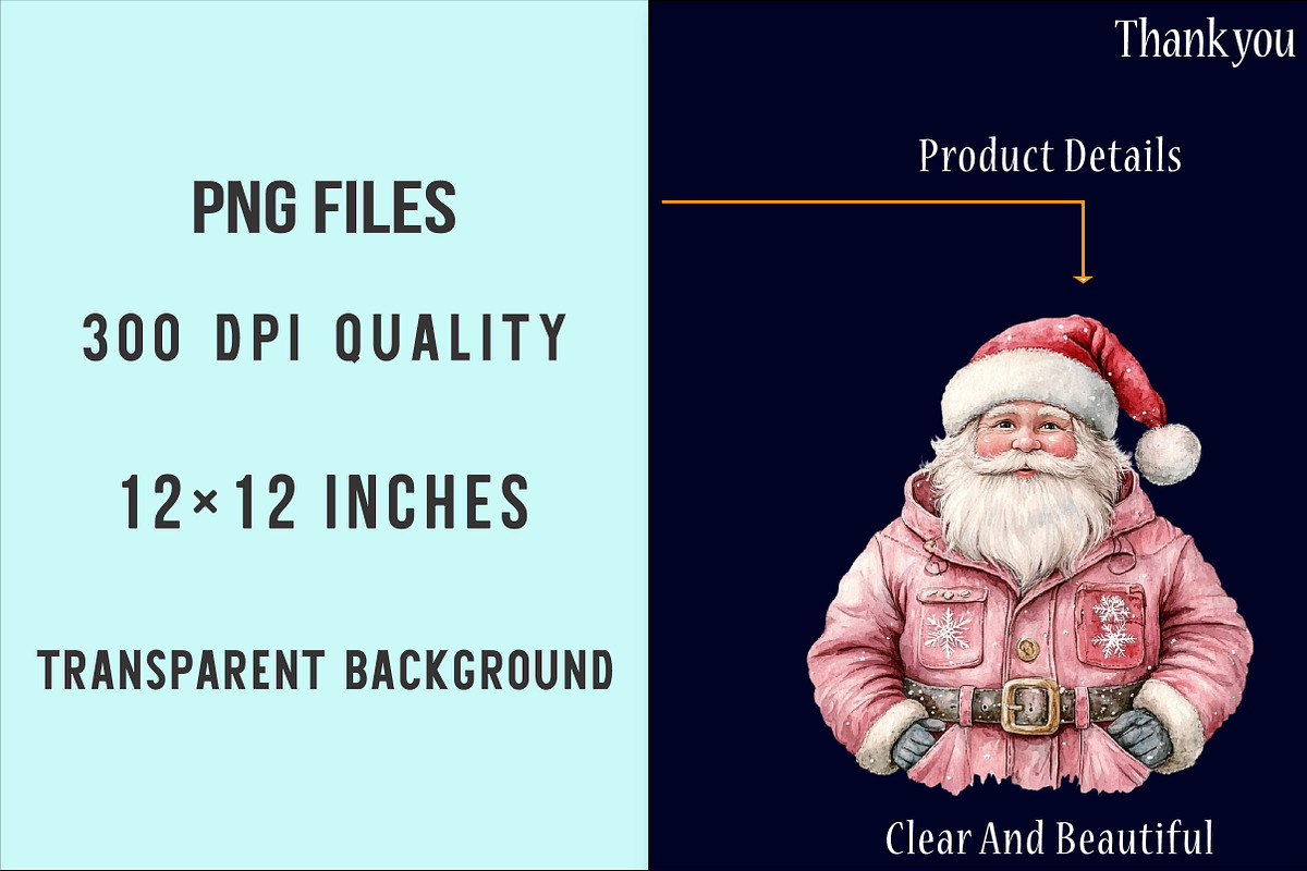 Pink Trendy Christmas Santa Png, an Illustration by SinaCreation (Photo 4 of 5)