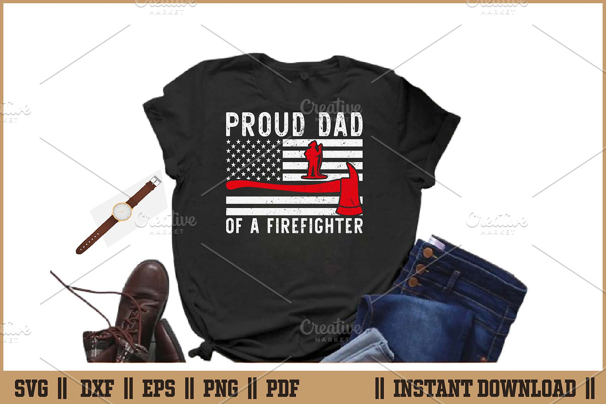 Proud Dad of a Firefighter SVG File, an Illustration by Handy Arts Studio (Photo 2 of 3)